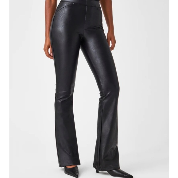 Spanx Leather Like Flare Pants in Black Size XL Petite NEW with Tags - Picture 4 of 17